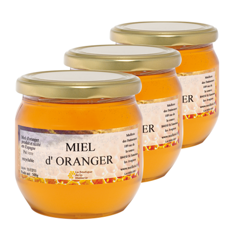 Miel d'Oranger, les 3 pots de 500g