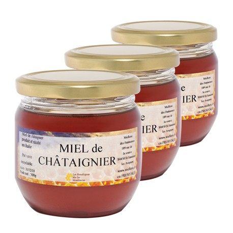 Miel de Châtaignier, les 3 pots de 500g
